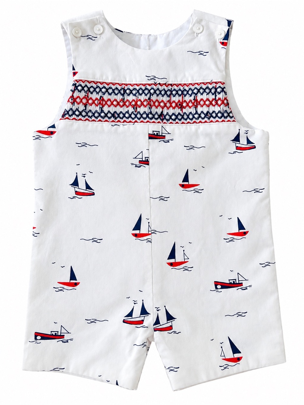 Edgehill Collection Smocked Nautical Jon Jon Baby Boy Romper size 9 months